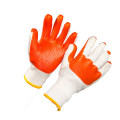 Cotton Coated Orange Latex Hand Glove Safety Work Gloves